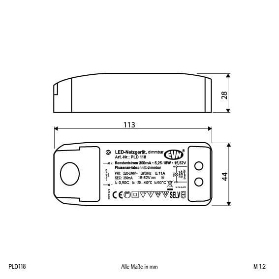 EVN PLD 118 LED-Netzgerät Konstantstrom 350mA 9,1-18,2W, IP20 4 EVN PLD 118 LED-Netzgerät Konstantstrom 350mA 9,1-18,2W, IP20 – Bild 2