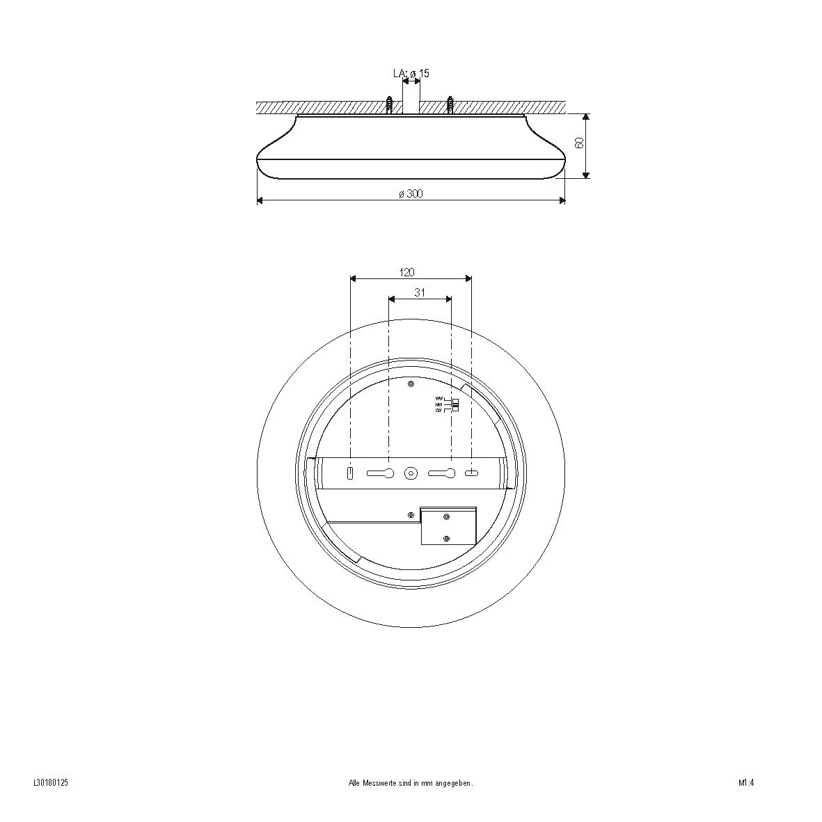 EVN L30180125 LED Deckenanbauleuchte Rund, 3000K Bis 5700K, 1900lm, 4 EVN L30180125 LED Deckenanbauleuchte Rund, 3000K Bis 5700K, 1900lm, – Bild 2