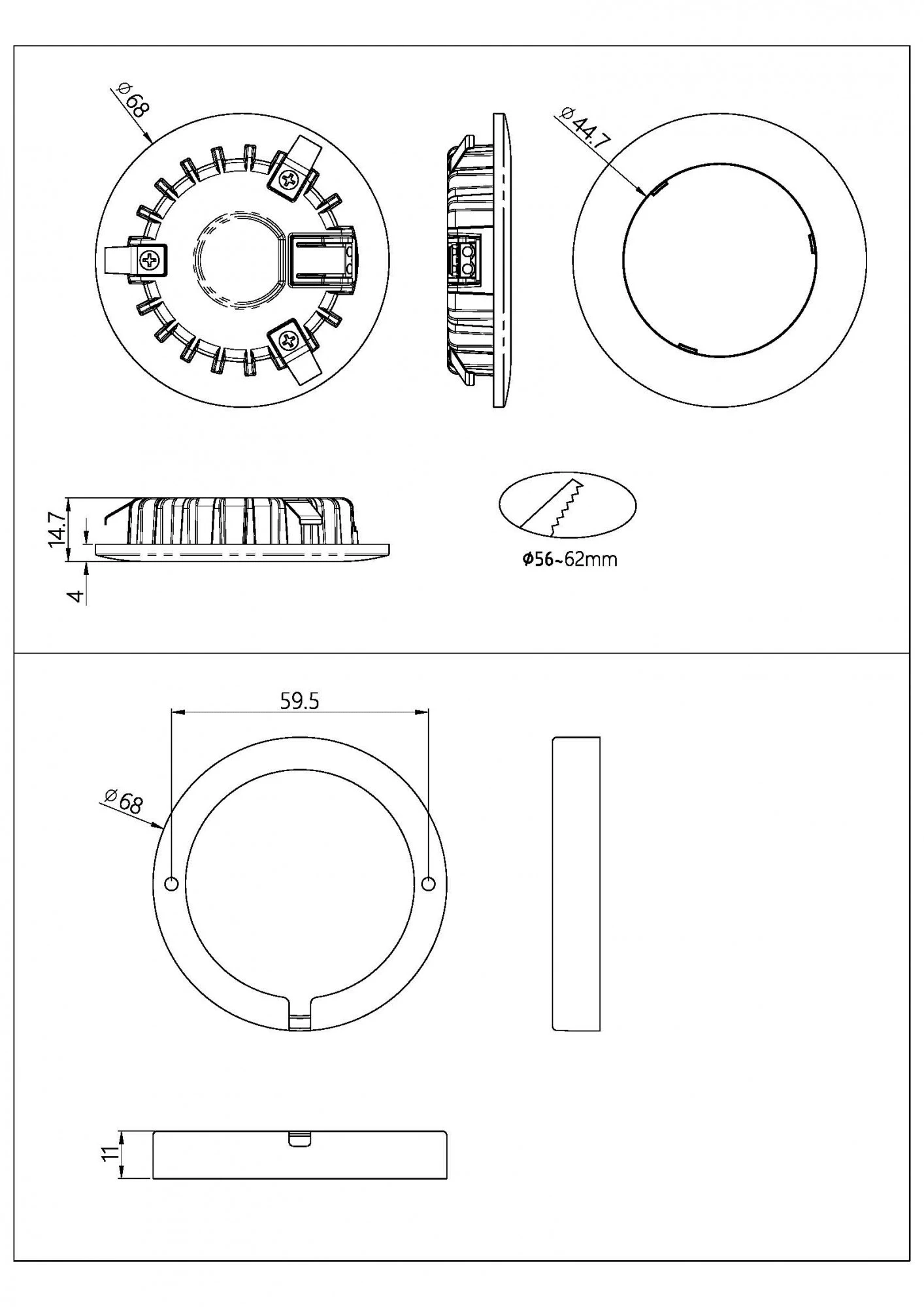 ALED 5703060000120 LED Downlight EVO1-12V 2,8W 280lm 3000K 60° CRI97 IP54 Weiß Ausschnitt 55-62mm 4 ALED 5703060000120 LED Downlight EVO1-12V 2,8W 280lm 3000K 60° CRI97 IP54 Weiß Ausschnitt 55-62mm – Bild 2