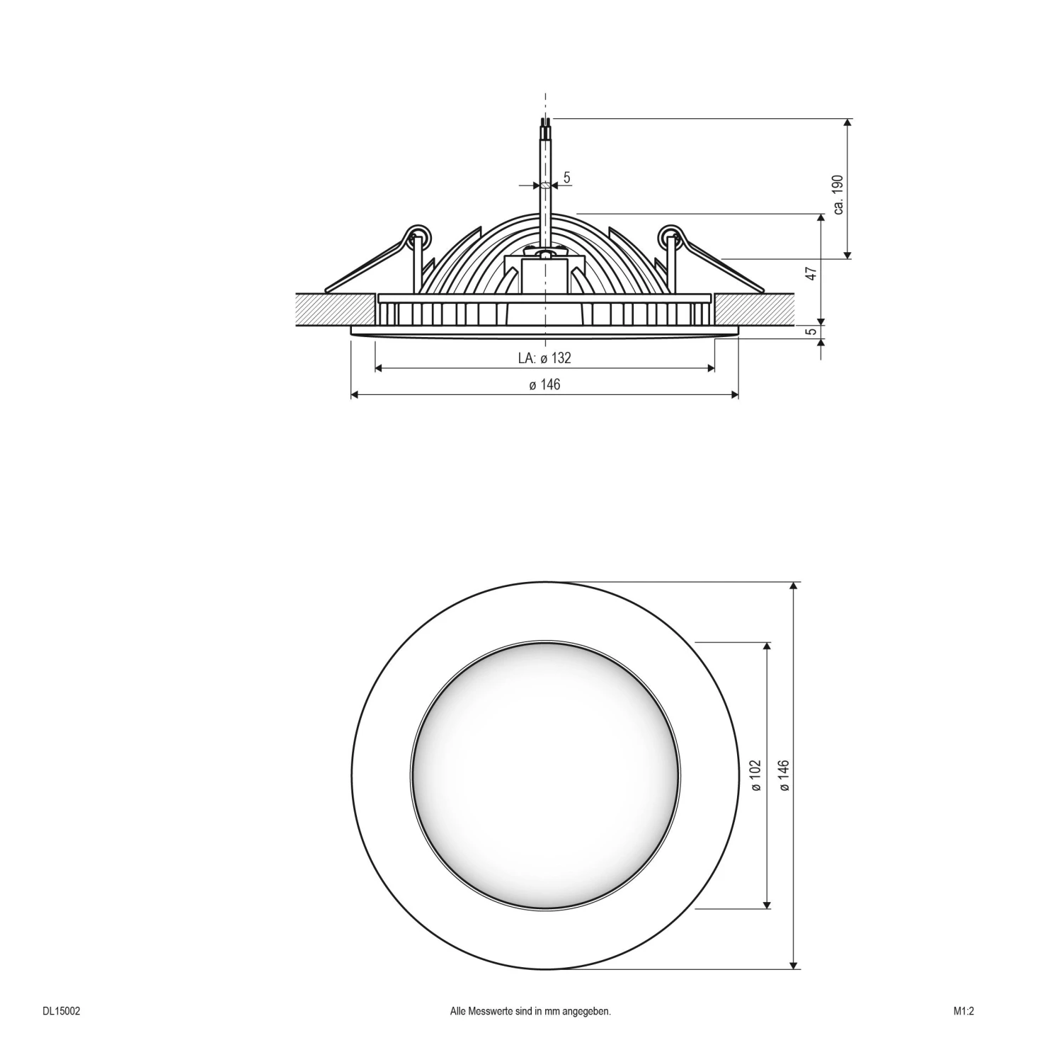 EVN DL15002 LED Deckeneinbauleuchte Rund, 14W, 3000K, 773lm 4 EVN DL15002 LED Deckeneinbauleuchte Rund, 14W, 3000K, 773lm – Bild 2