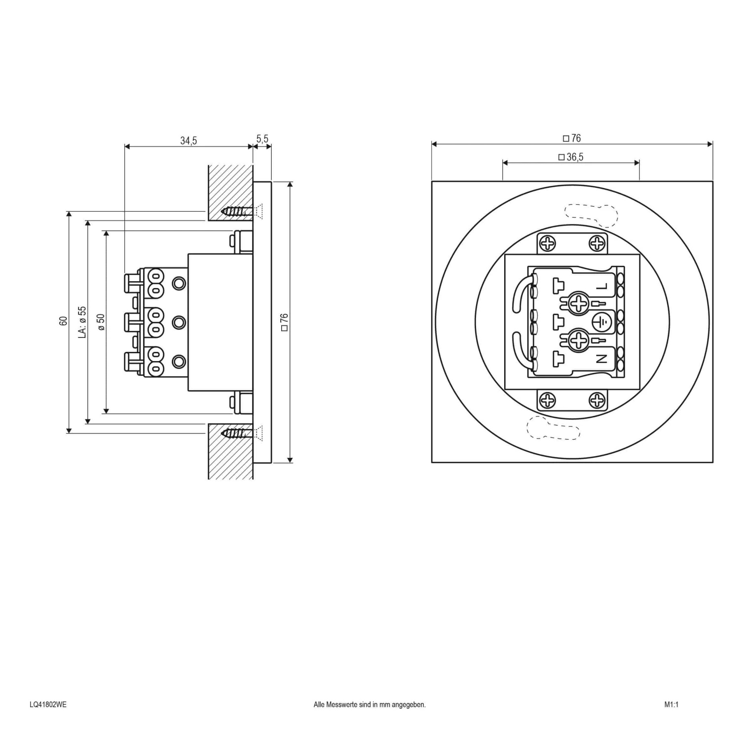 EVN LQ41802AE LED-Wandeinbauleuchte 230V/1,8W, V4A, IP44 5 EVN LQ41802AE LED-Wandeinbauleuchte 230V/1,8W, V4A, IP44 – Bild 3