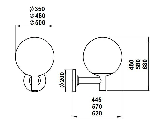 Albert 660800 Kugel-Wandleuchte, Ø350mm, Kunststoffkugel 4 Albert 660800 Kugel-Wandleuchte, Ø350mm, Kunststoffkugel – Bild 2