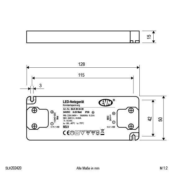 EVN SLK202420 NG 24V/DC, 0,1-20W, IP20 4 EVN SLK202420 NG 24V/DC, 0,1-20W, IP20 – Bild 2