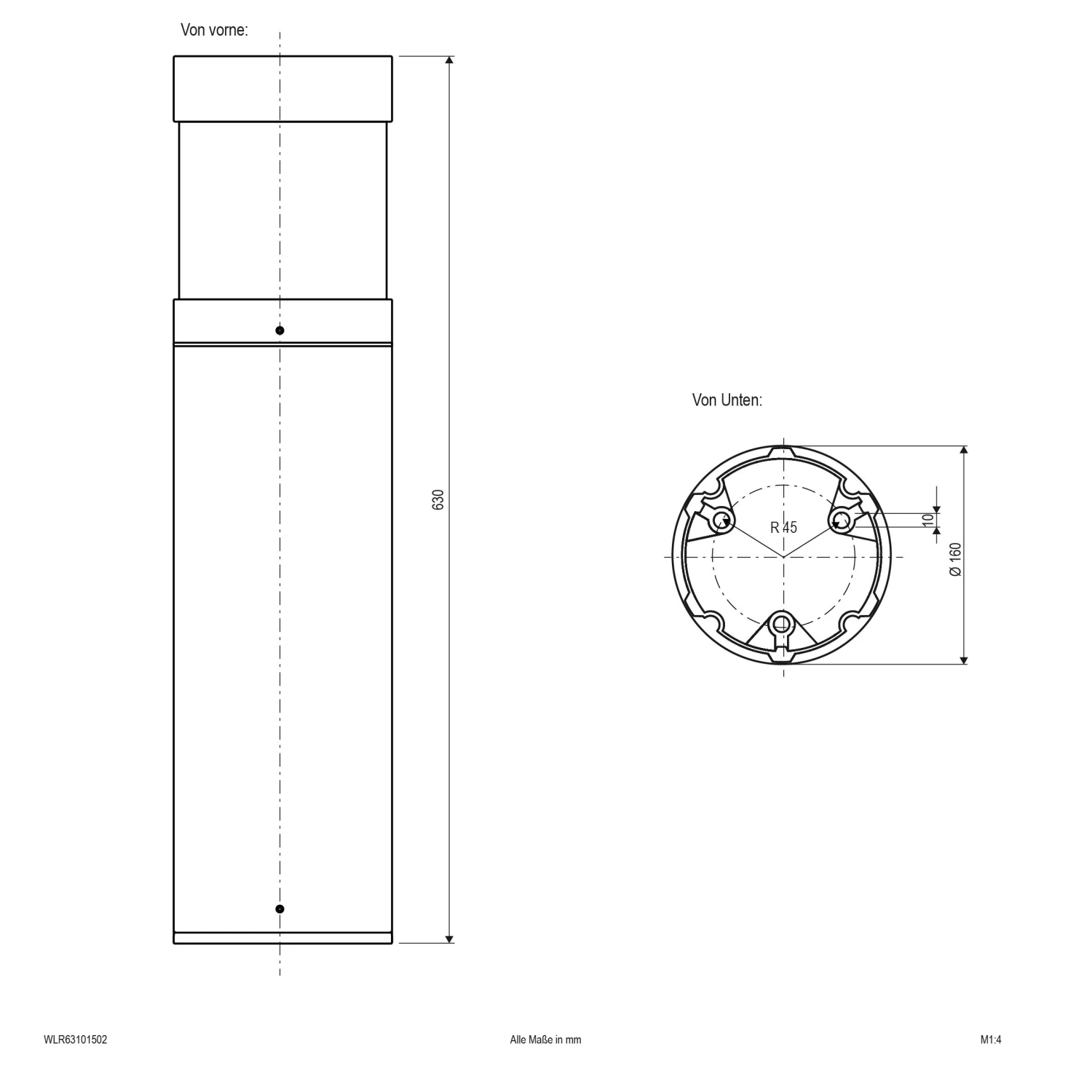 EVN WLR63101502 LED Wegeleuchte 630mm, IP65, 10W, 3000K, 462lm 4 EVN WLR63101502 LED Wegeleuchte 630mm, IP65, 10W, 3000K, 462lm – Bild 2