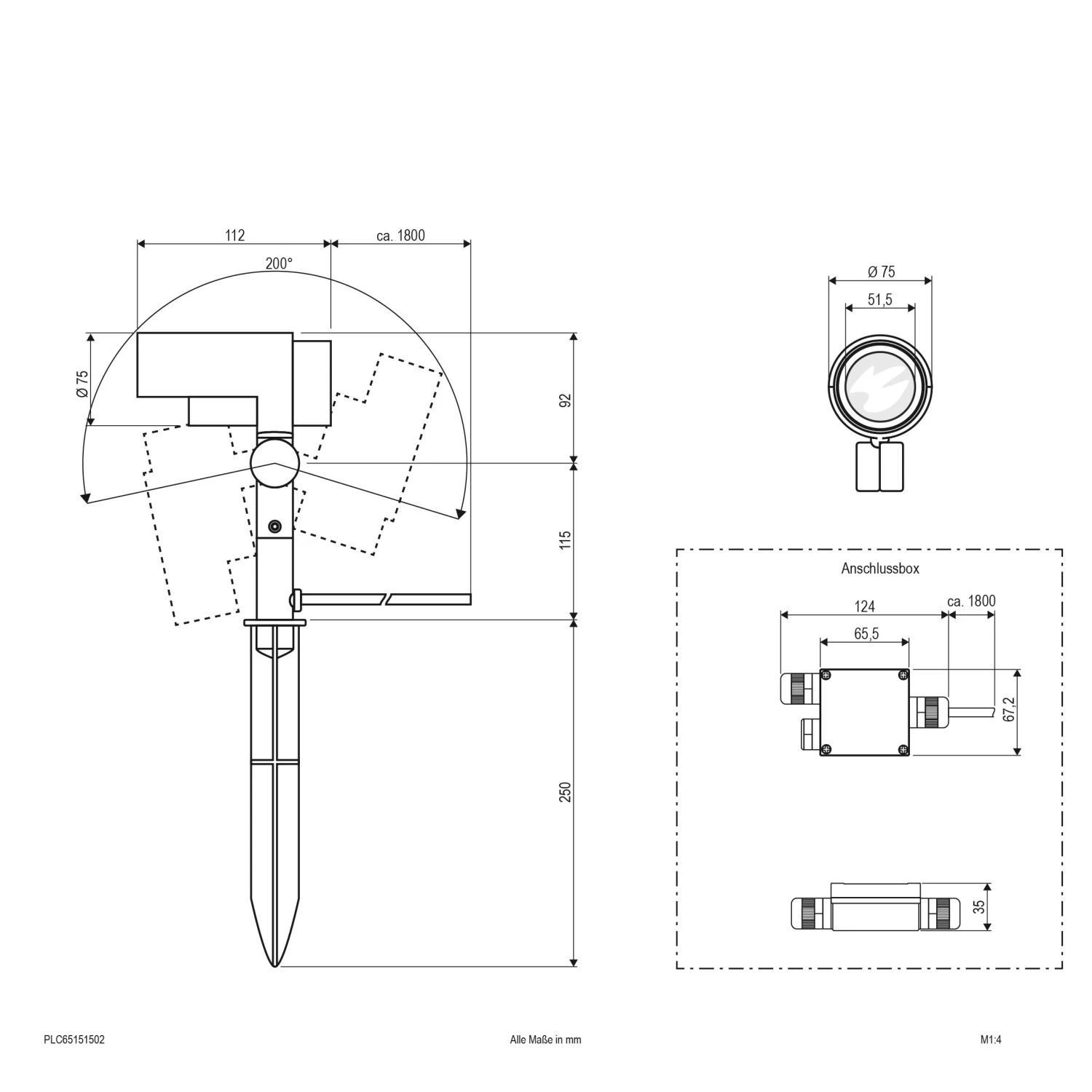EVN PLC65151502 LED Gartenspot IP65, 15W, 3000K, 934lm, 1,8m Zuleitung 4 EVN PLC65151502 LED Gartenspot IP65, 15W, 3000K, 934lm, 1,8m Zuleitung – Bild 2