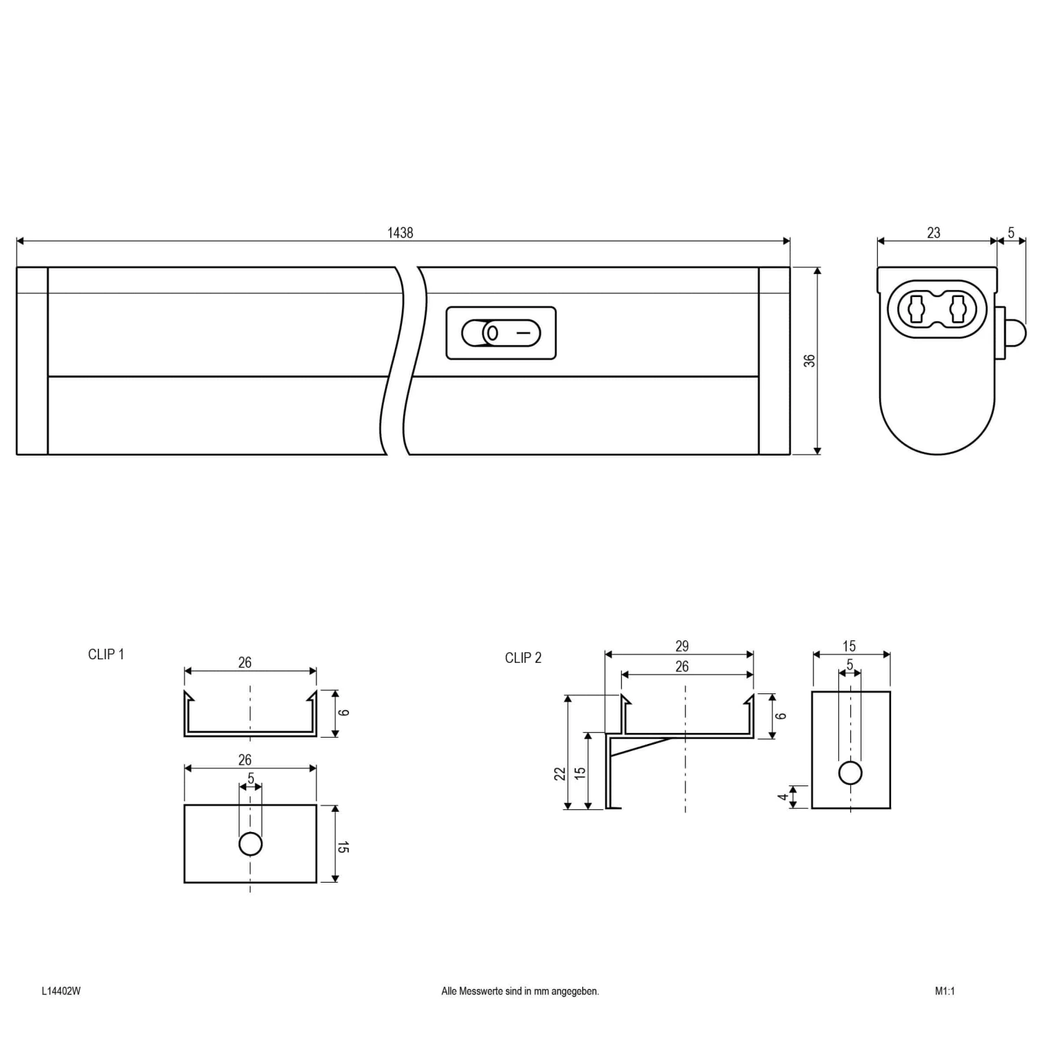 EVN L14440W LED Anbaulichtleiste 4000K, 1800lm, Mit Eurostecker 4 EVN L14440W LED Anbaulichtleiste 4000K, 1800lm, Mit Eurostecker – Bild 2