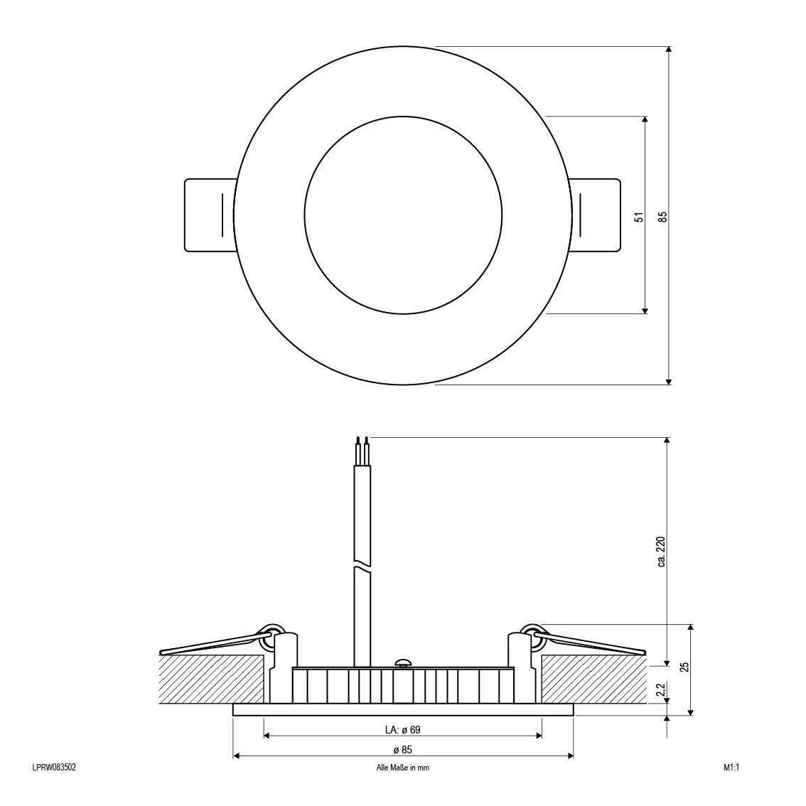 EVN LPRW083502 LED-Einbaupanel Einbaustrahler 5W/350mA Starr 4 EVN LPRW083502 LED-Einbaupanel Einbaustrahler 5W/350mA Starr – Bild 2