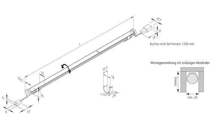 Hera 61001610303 Pipe F LED-Anbauleuchte 910mm, Drehbar, 17W Neutralw. 8 Hera 61001610303 Pipe F LED-Anbauleuchte 910mm, Drehbar, 17W Neutralw. – Bild 6