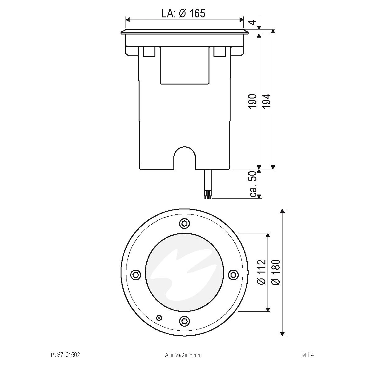 EVN PC67101502 LED Bodeneinbauleuchte Rund, 180mm, 3000K 4 EVN PC67101502 LED Bodeneinbauleuchte Rund, 180mm, 3000K – Bild 2