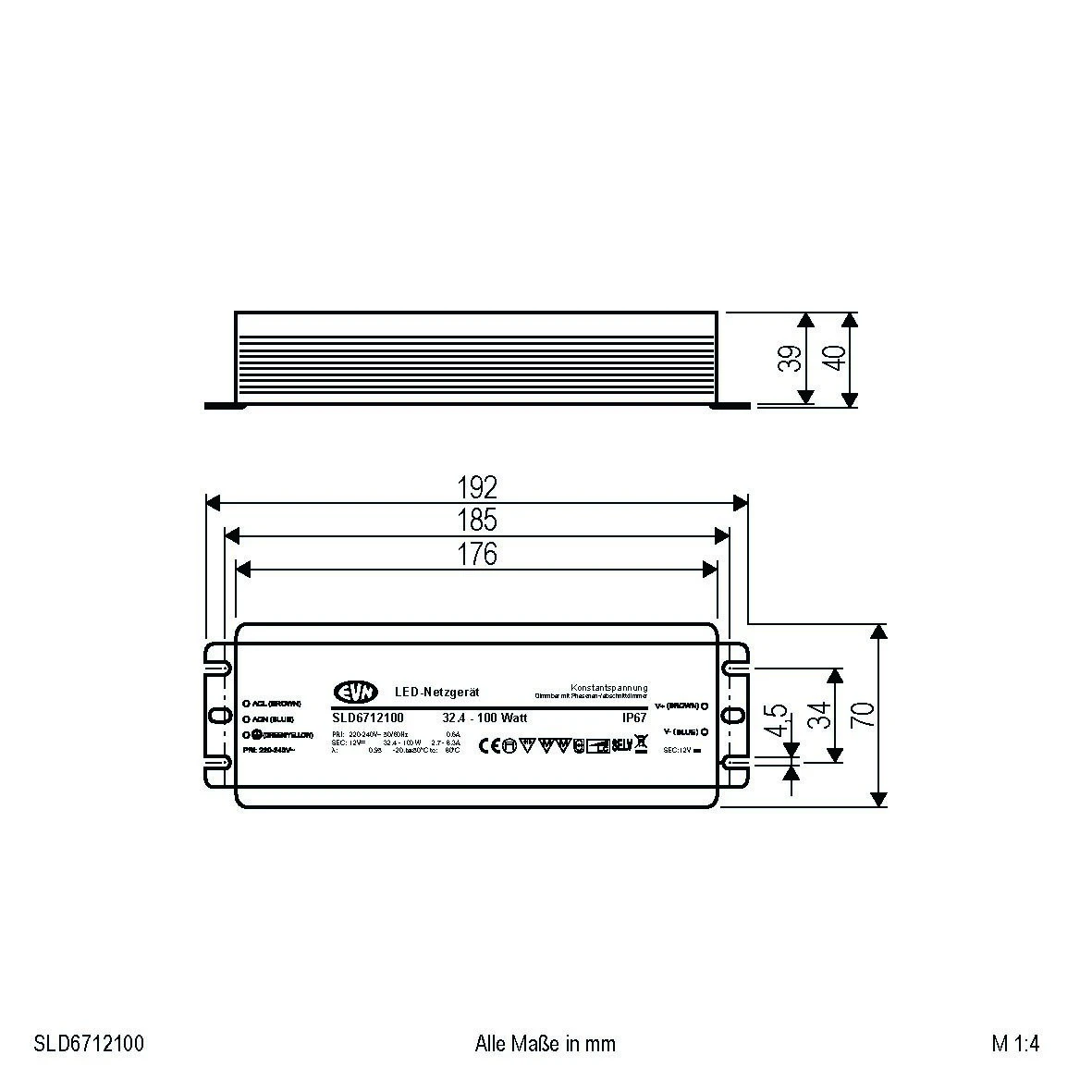 EVN SLD6712100 NG 12V/DC, 32,4-100W, IP67 4 EVN SLD6712100 NG 12V/DC, 32,4-100W, IP67 – Bild 2