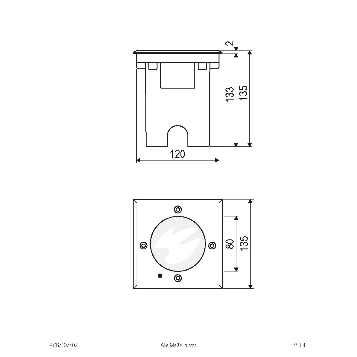 EVN PC67107402 LED Bodeneinbauleuchte Quadratisch, 135x135mm, 3000K 4 EVN PC67107402 LED Bodeneinbauleuchte Quadratisch, 135x135mm, 3000K – Bild 2